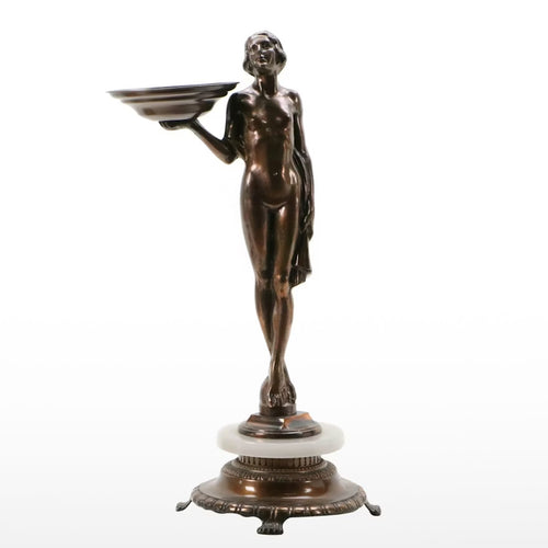 Art Deco Bronzed Metal Illuminated Floor Standing Ashtray (TEST)