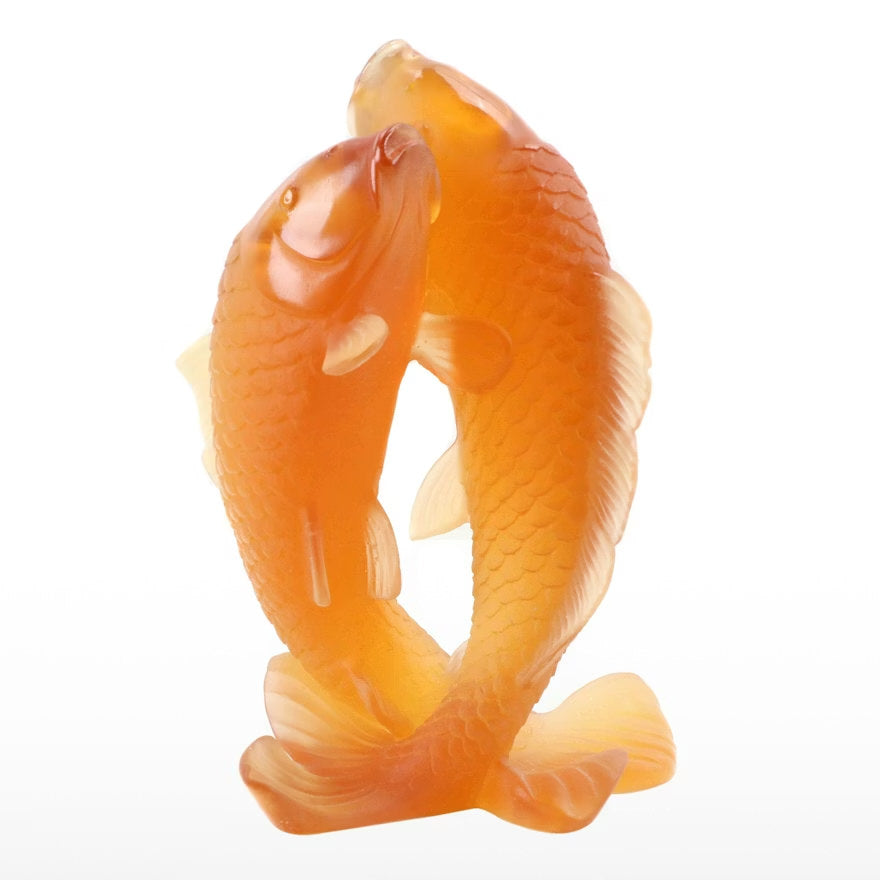 Daum "Couple of Golden Carps" Glass Figurine