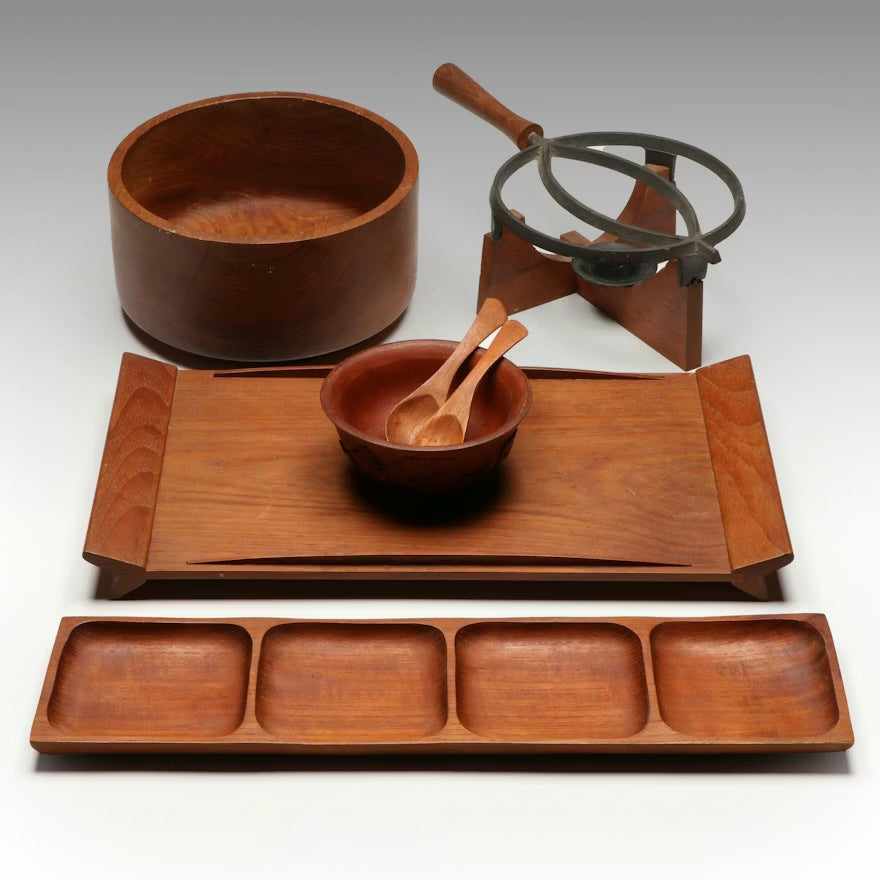 Lonberg Danish Modern Wood Serving Set